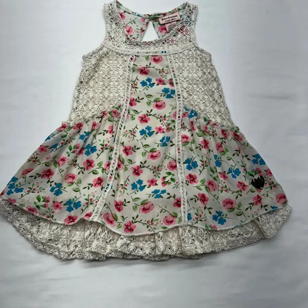 Juicy Couture Girls Dress 3T Floral Crochet